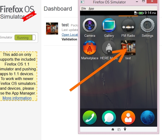 Screenshot Dashboard Firefox OS